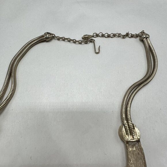 Vintage Boucher Choker Style Necklace Brutalist White Enamel Gold Tone FLAWED - Picture 13 of 16